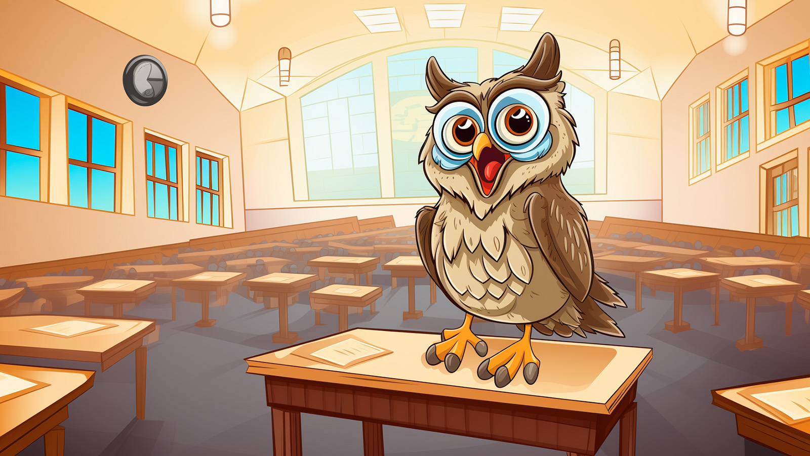 A cartoon owl teaching digital marketing
