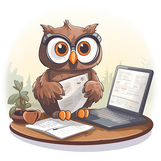Cartoon Owl Holding a Checklist